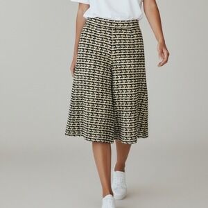 Valentino Spa Wool Culottes Wide Leg High Waist Tweed‎ Print Pagina Shorts